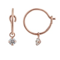 Rose Gold Plated Silver & CZ Hoop Earrings Photo
