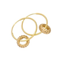 9ct Gold 13mm Hoop Woven Karma Circle Sleeper Earrings Photo
