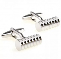 OTC Small Ridged Cylinder Classical Style Cufflinks for Men - Silver Colour Photo