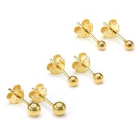 Gold Plated Small Sterling Silver Ball Stud Earrings Set - 2mm 3mm 4mm Photo
