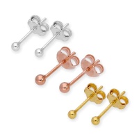 Sterling Silver 2mm Ball Stud Earrings Set- Three Colours Photo