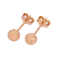 Rose Gold Plated Frosted 5mm Ball Stud Earrings Photo