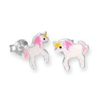Sterling Silver & Enamel Unicorn Stud Earrings Photo
