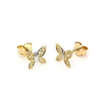 9ct Yellow & White Gold Butterfly Stud Earrings Photo