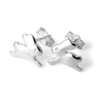 Sterling Silver Jumping Bunny Rabbit Stud Earrings Photo