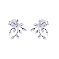 Sterling Silver Branch Leaf Stud Earrings Photo
