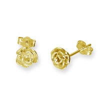 Gold Plated Silver Rose Bud Stud Earrings Photo