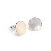 Sterling Silver Mother of Pearl 10mm Round Stud Earrings Photo