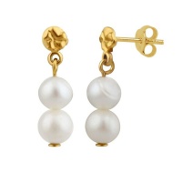 Gold Plated Silver Double Pearl Stud Earrings Photo
