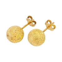 Gold Plated Frosted 8mm Ball Stud Earrings Photo