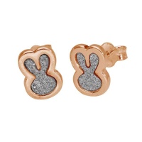 Rose Gold Plated Silver Frosted Bunny Stud Earrings Photo