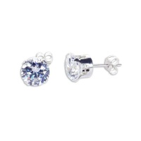 Sterling Silver Clear CZ 7mm Round Stud Earrings Photo