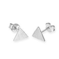 Sterling Silver Flat Brushed Triangle Stud Earrings Photo