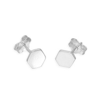 Sterling Silver Hexagon Stud Earrings Photo