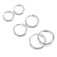 Sterling Silver Hoop Earring Set 3 Sizes Photo