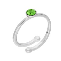 Sterling Silver amp Peridot CZ Crystal August Adjustable Birthstone Ring Photo