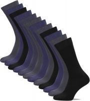 FM London Men's Bamboo Dress Socks 12 Pack - Dark Mix Photo