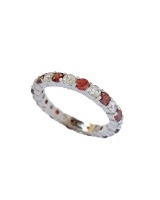 Miss Jewels- Ruby Red & Clear CZs Eternity Band in Silver Photo