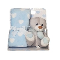 Seedleme Teddy Bear with a Blanket Combo Gift Pack for Children Blue Photo