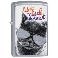 Zippo Lighter - 207 Cat with Glasses Design Photo