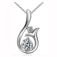 925 Sterling Silver Mermaid Pendant Cubic Necklace Photo