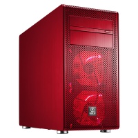 Lian Li PC-V600F Mini Tower Micro-ATX Chassis - Red with Red LED Fans Photo