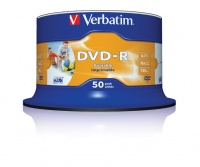 Verbatim Wide Photo Printable No ID Brand 4.7GB DVD-R - 50 Pack Spindle Photo
