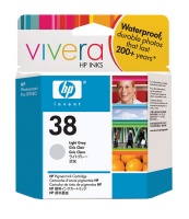 HP # 38 Light Grey Pigment Ink Cartridge with Vivera Ink Photo