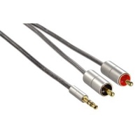 Hama Aluline Connecting Cable - 3.5 mm Stereo Jack Plug - 2x RCA Plug - 1M Photo