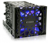 Icy Dock iCYDOCK Black Vortex MB074SP-B 4 Bay 3.5" Hard Drive Cooler Cage with 120mm Front LED Fan in 3x 5.25" Bay Photo