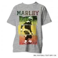 Bob Marley Rasta Football Slub Mens Grey T-Shirt Photo