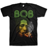 Bob Marley Smoking Da Erb Black Mens T-Shirt Photo