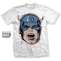 Marvel Comics Captain America Big Head Distressed Mens White T-Shirt Photo