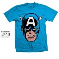 Marvel Comics Captain America Big Head Mens Blue T-Shirt Photo