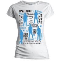 One Direction Silhouette Lyrics Blue on White Skinny T-Shirt Photo