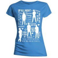One Direction Silhouette Lyrics Skinny Blue T-Shirt Photo