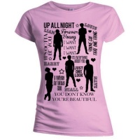 One Direction Silhouette Lyrics Skinny Pink T-Shirt Photo