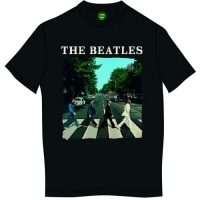 The Beatles Abbey Road & Logo Mens Black T-Shirt Photo