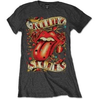 Rolling Stones Tongue & Stars Charcoal Ladies T-Shirt Photo