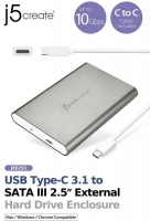 j5 create JEE253 USB TYPE-C 3.1 to SATA 3 2.5" External Hard Drive Enclosure Photo
