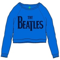 The Beatles Drop T Logo Ladies Blue Cropped Sweatshirt Photo