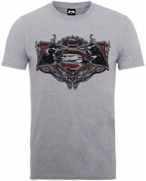 Batman v Superman Gothic Logo Mens Heather Grey T-Shirt Photo