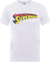 Superman Telescopic Crackle Logo White T-Shirt Photo