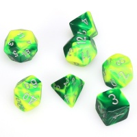 Chessex Manufacturing Chessex - Set of 7 Polyhedral Dice - Gemini Green-Yellow & Silver Photo