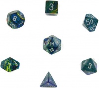 Chessex Manufacturing Chessex - Set of 7 Polyhedral Dice - Festive Green & Silver Photo
