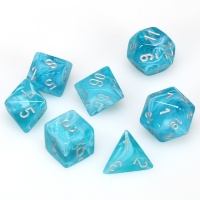 Chessex Manufacturing Chessex - Set of 7 Polyhedral Dice - Cirrus Aqua with Silver Photo