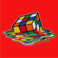 Melting Rubik's Cube Womens Hoodie Red Photo