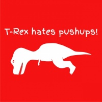 T-Rex Hates Push Ups! Womens Hoodie Red Photo