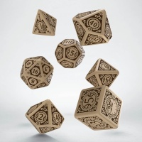 Q Workshop Q-Workshop - Set of 7 Polyhedral Dice - Steampunk Clockwork White & Black Photo