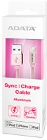 ADATA - USB 2.0-A/Lightning Aluminum Sync & Charge Cable 1m - Pink Photo